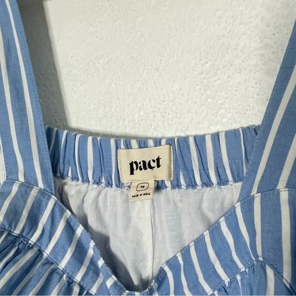 Pact The Sunset Easy Blue Stripe Organic Cotton Cami Dress. Size Medium. - Picture 9 of 12